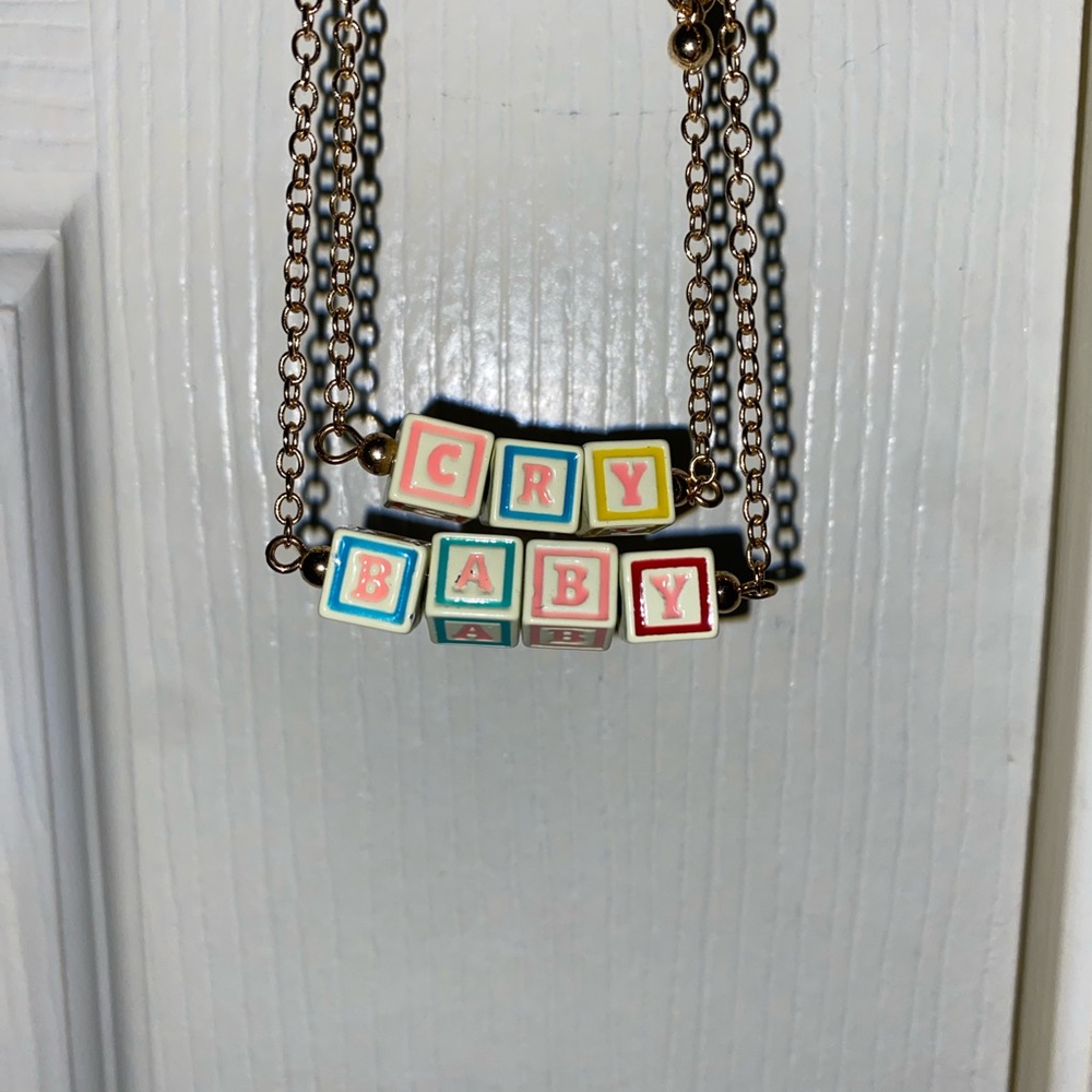 Crybaby Melanie Martinez baby block 2 piece necklace set